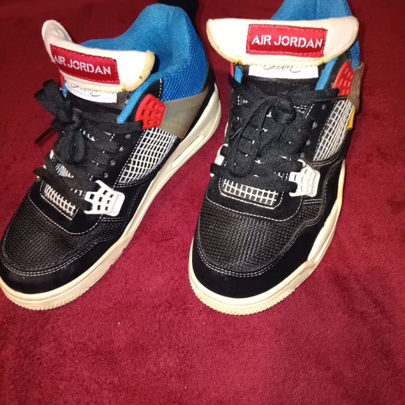 Jordan 4' Black and Blue Sneakers - Picture 1 of 5